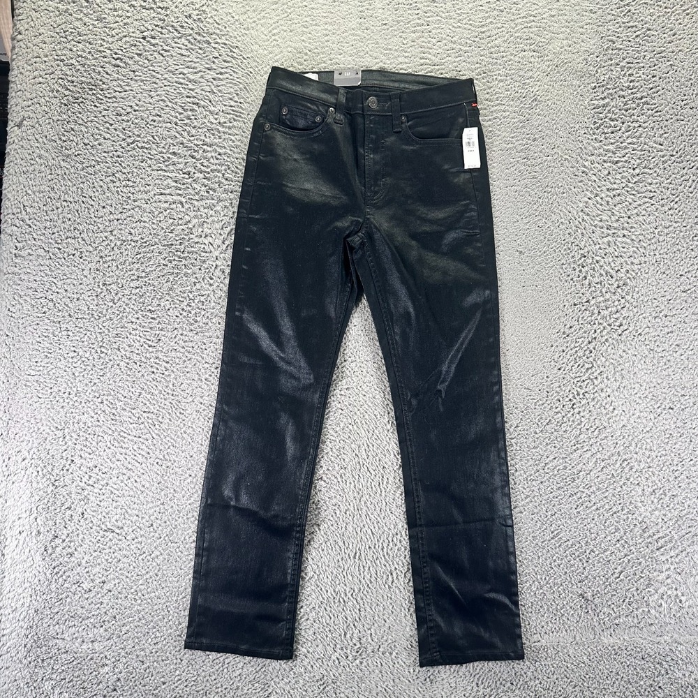 Vintage Gap Jeans Women 2 Black Cotton Denim Straight Slim Shimmer Party Stretch